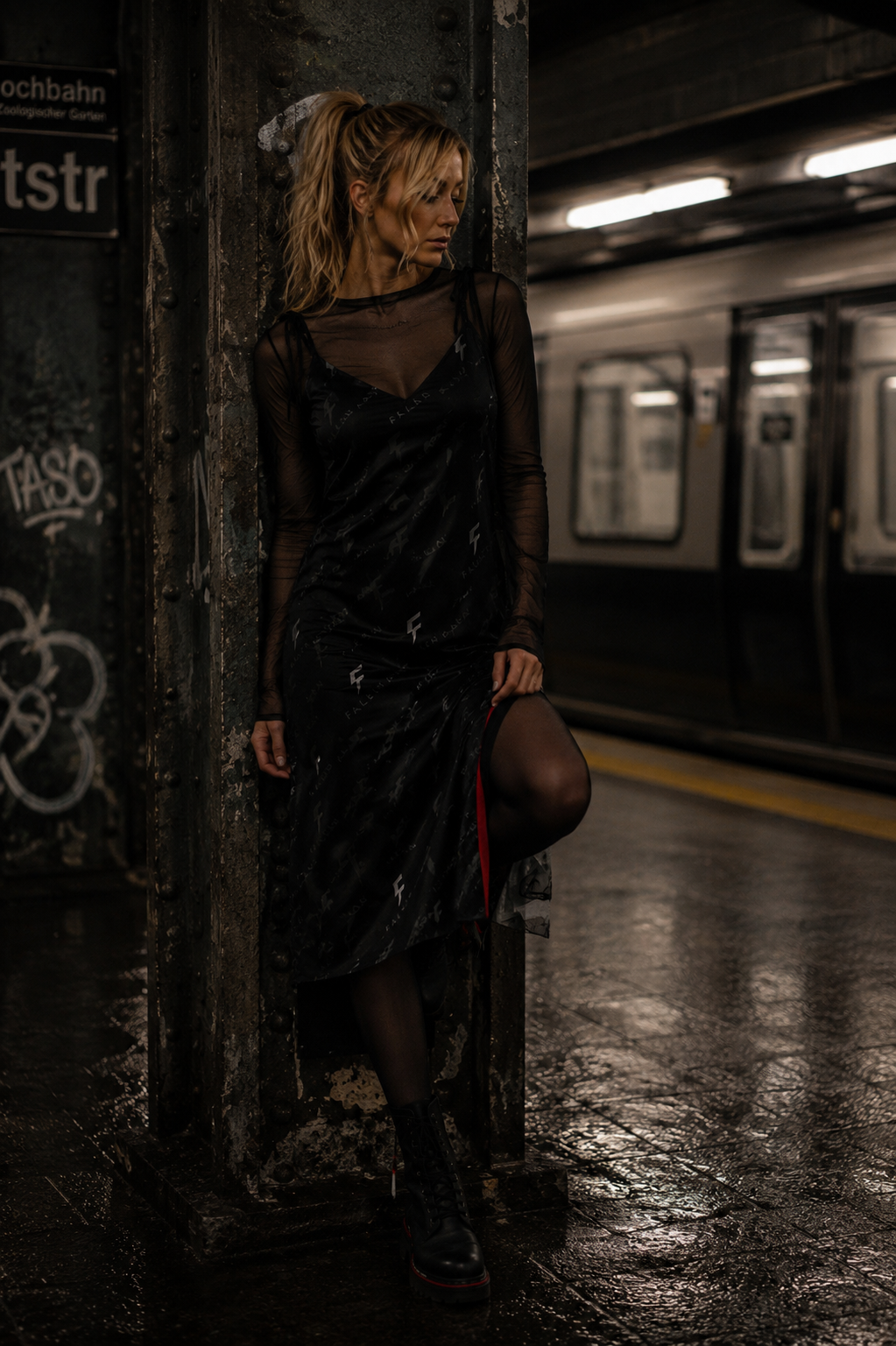 FALKN Noir Veil Dress